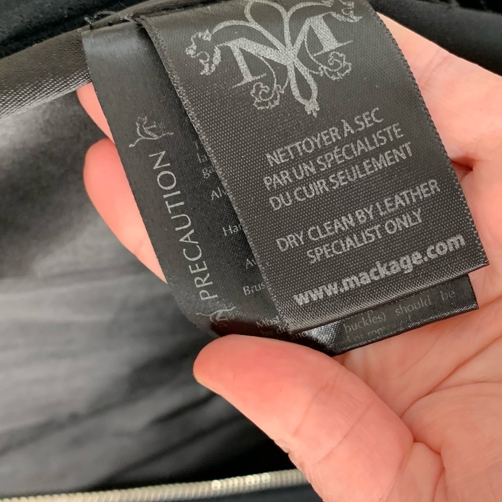 Mackage Women's Dale Wool Trench Coat Asymmetrical Leather Sleeves Size XXS - Picture 15 of 16